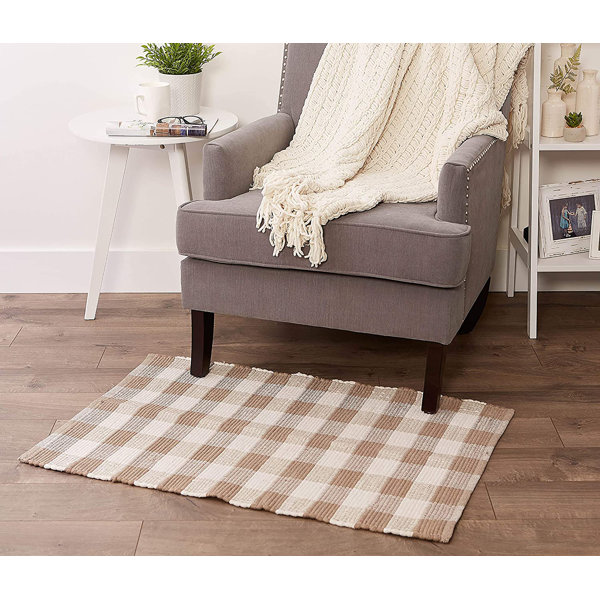 Gracie Oaks Weimar Buffalo Check Rag Cotton Brown Area Rug & Reviews